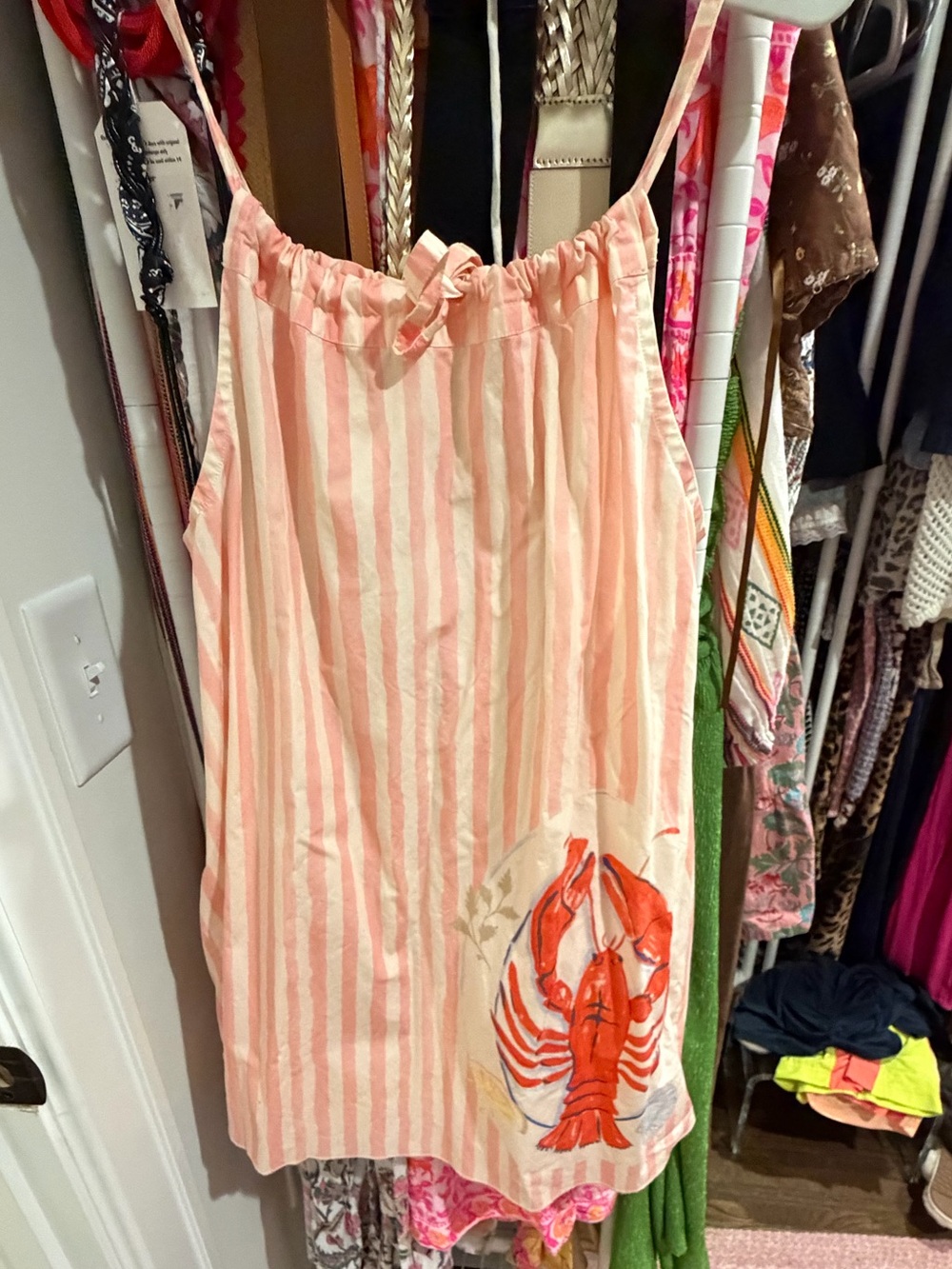 Pink Stripe Lobster Print Sundress